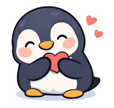 Anchorly penguin holding a heart