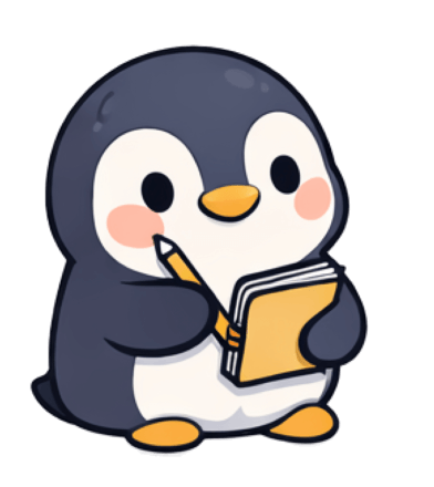 Anchorly penguin writing in a notebook